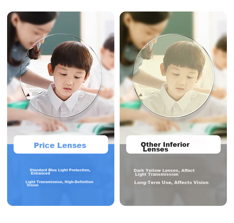 Pulais Kids Blue Light Blocking Glasses Anti-Myopia Frame Unisex Dark Blue 8072 + Gift Box 18