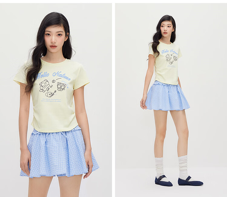 Semir Cooling T-Shirt | Luo Xiaohei Short Sleeve T-Shirt for Women Summer Short Slim Fit Shoulder 2026 Fun Clothing 109326100044 11