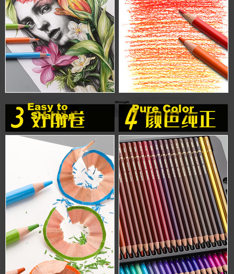 NYONI 24-Color Charcoal Pencils, Colored Sketch Pencils for Art Students, Portrait Drawing for Beginners, Quick Sketching, Student Joint Exam Art Test Professional Tools N2830 10