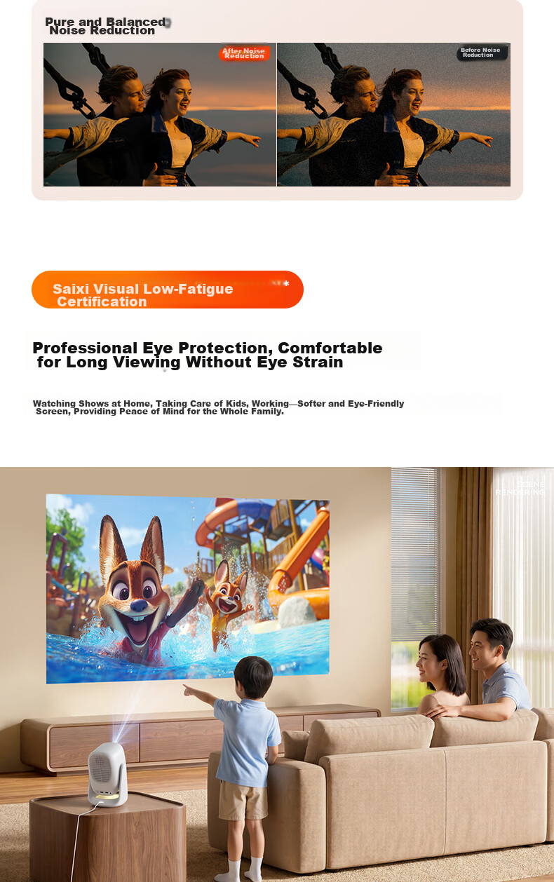 Dayancheng C3D [850CVIA] High-Contrast Gimbal Projector, Home Ultra-High Definition True 1080P, Portable Bedroom Projector, High-Definition Smart Home Theater, AI MT9660 Chip 15