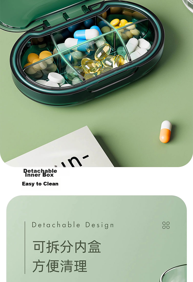 Westwood Portable Weekly Pill Box Sealed Moisture-Proof Travel Quick-Relief Heart Pills Supplement Storage Organizer 5
