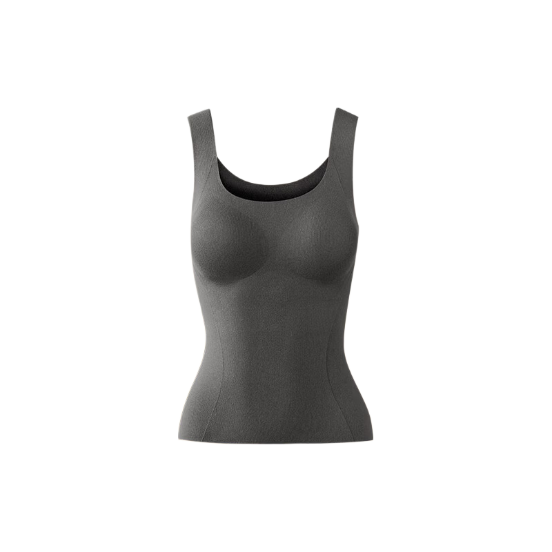 YOUKESHU Women's Thermal Vest Double-Layer Cashmere Silk Base Layer Antibacterial Warm Abdomen Shaping Seamless Bra-Free Vest