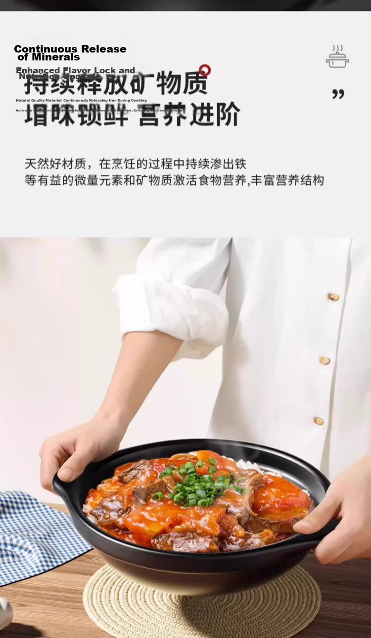 Jingyan Claypot Rice Wide Mouth Ceramic Casserole High Temperature Resistant Crack-Resistant Gas Stove Special Cantonese Claypot 9