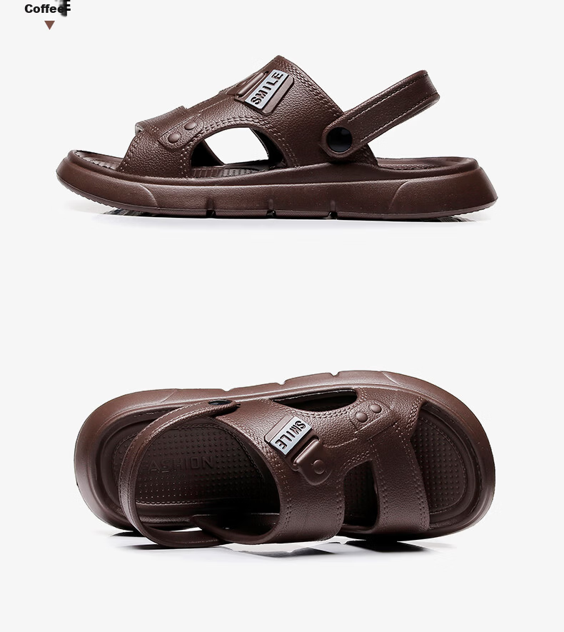 Guoluofi Men's Summer Sandals Non-Slip Durable Breathable Outdoor Driving Beach Slippers Brown Size 40-41 10
