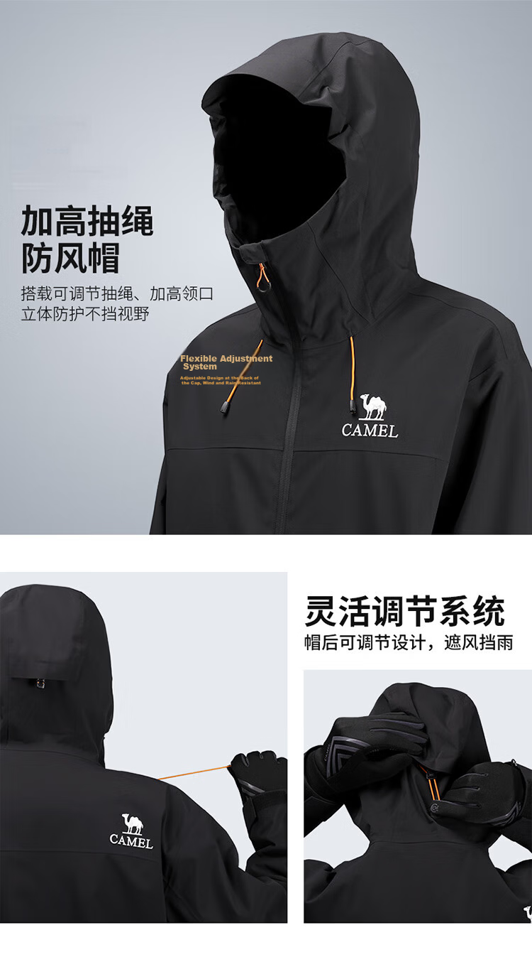 CAMEL Outdoor Waterproof Hooded Loose Three-Protection Casual Jacket Short Coat 3XL 31
