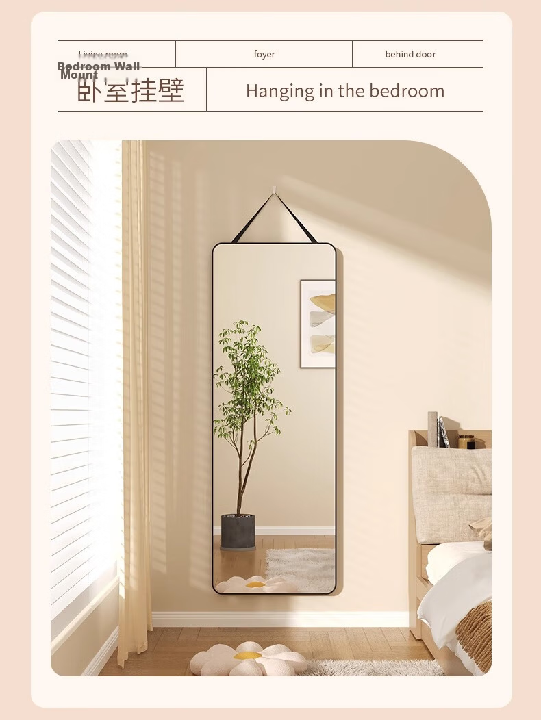 Xiaojiangcai Full-Length Wall-Mounted Dressing Mirror 40x150cm White for Home Bedroom Dormitory 18
