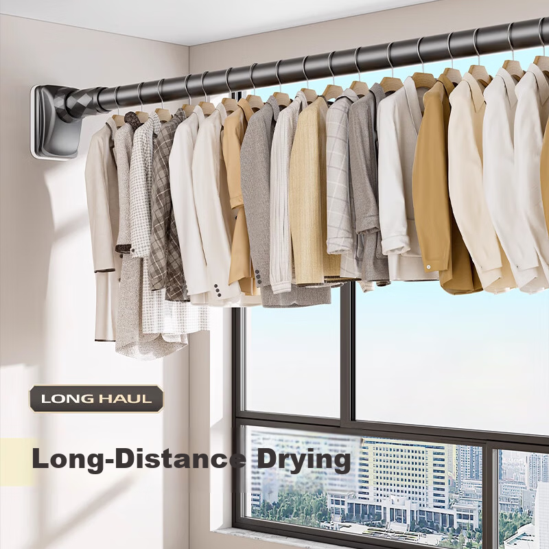 MYMOODHOUSE Telescopic Clothes Drying Rod No-Drill Bathroom Shower Curtain Rod Curtain Rod Clothes Hanger Adjustable 70-120cm 6