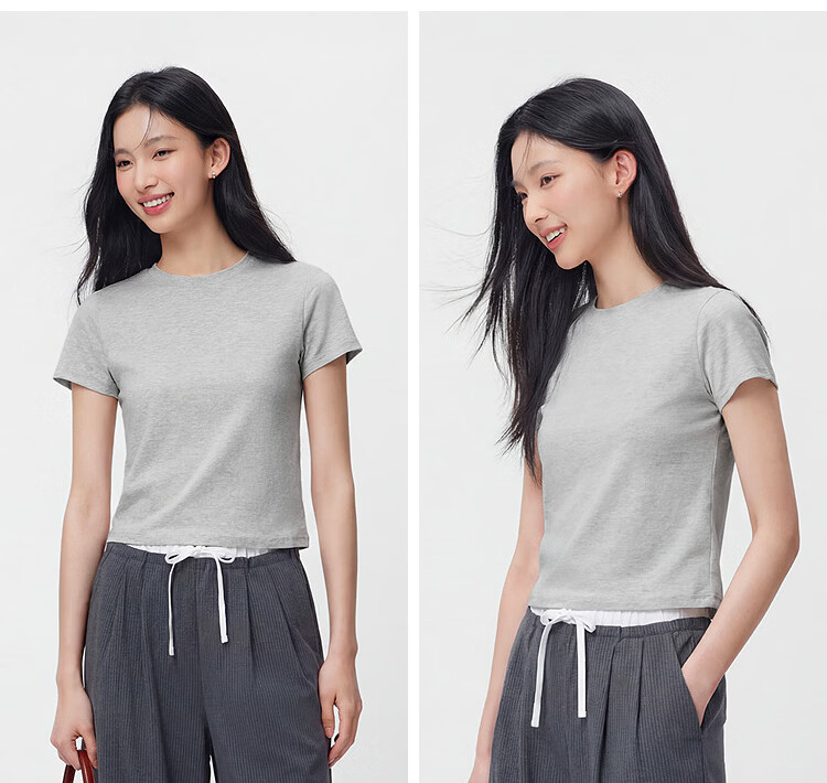 Semir Cooling Short Sleeve T-Shirt Women Summer Slim Fit Regular Shoulder Crew Neck Top 2026 Pullover 109326100004 36
