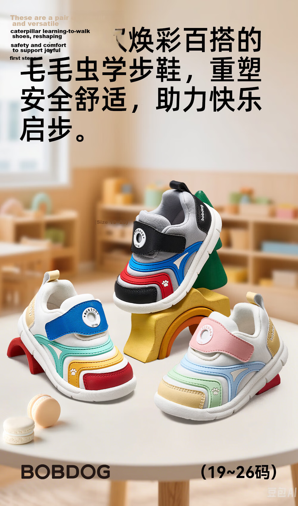 Bobdog Toddler Baby Walking Sandals Soft Sole Breathable Non-slip Infant Children's Shoes White Blue Size 22 2