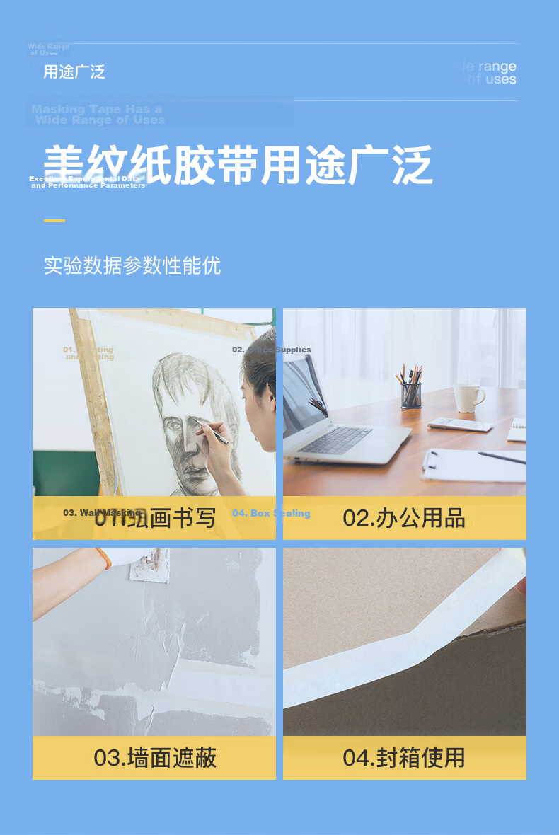 Master Package Masking Tape 100mm x 50m - Paint Protection, Seamless Art Tape, Color Separation, Hand Tear, Wall-Friendly 9