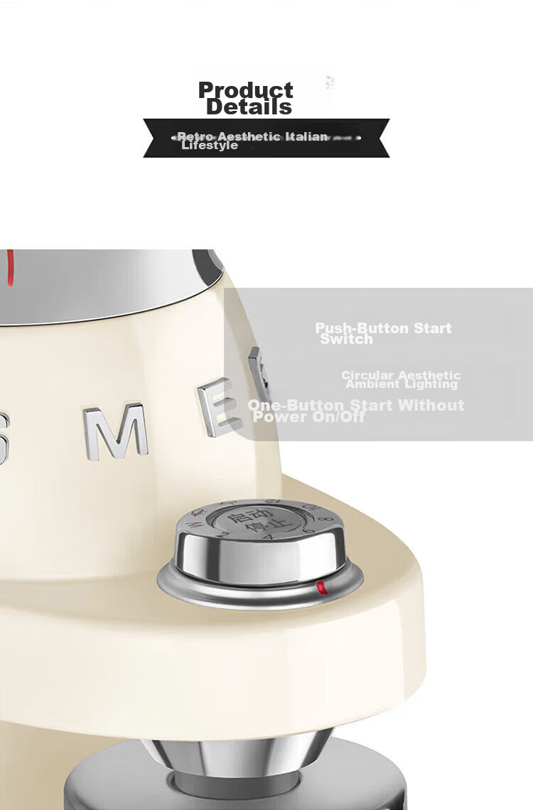 SMEG CGF11 Coffee Grinder 30-Level Adjustable Large Capacity Food-Grade Bean Hopper Gift for Men and Women Official JD Flagship Store Authentic 14