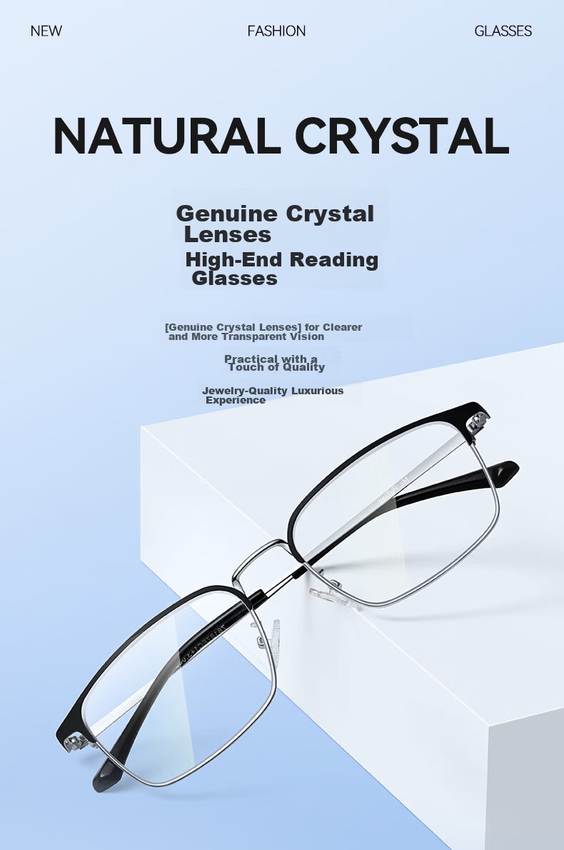 Mr. Pu Premium High-Definition Reading Glasses for Men and Women, Genuine Donghai Crystal Stone, Scratch-Resistant, 250 Degree Presbyopic Eyewear 2