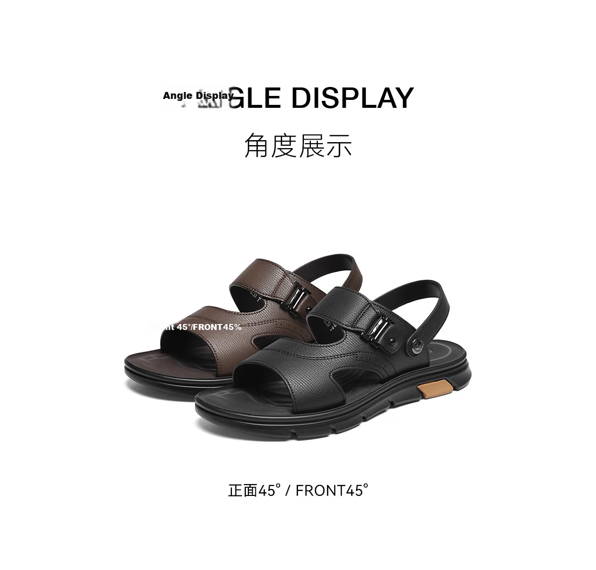 RED DRAGONFLY Men's Sandals, Lightweight Slippers, Summer Cowhide Beach Shoes, Open-Toe Breathable Two-Way Wear WTT22118J Black Size 43 21