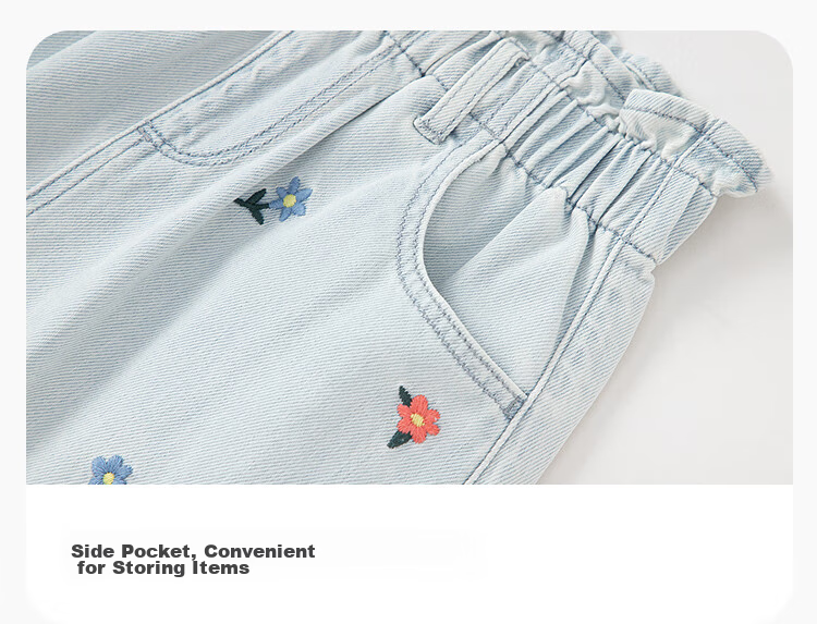 BALABALA Children's Clothing Girls' Shorts Summer 2025 All-Cotton Denim Casual Embroidered Puff Skirt 208225110004 5