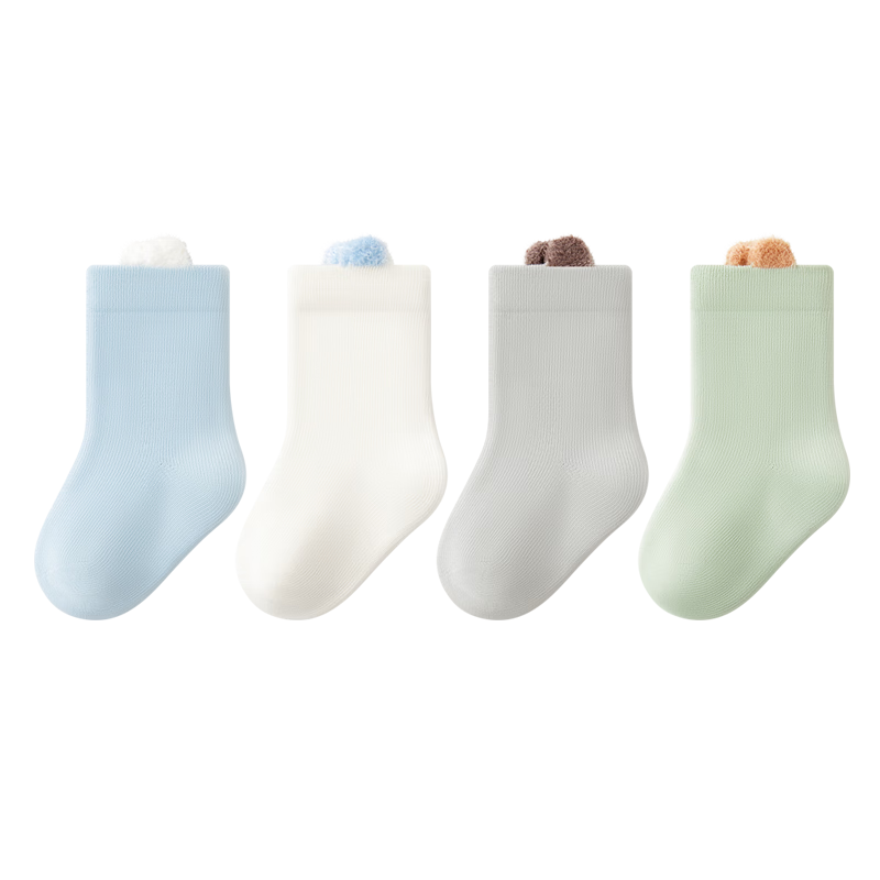 Beibi Baby Socks, Spring And Autumn 2026, Pure Cotton Socks, Newborn Children's Mid-Calf Socks for All Seasons, Seamless Baby Socks, Size 1-2 Years Old
