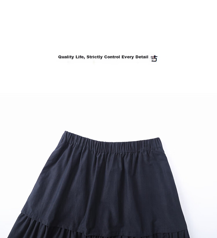 Demana Oxygen Pure Cotton Spring Simple Style Elastic Waist Patchwork A-Line Slimming High-End Women's Skirt 14