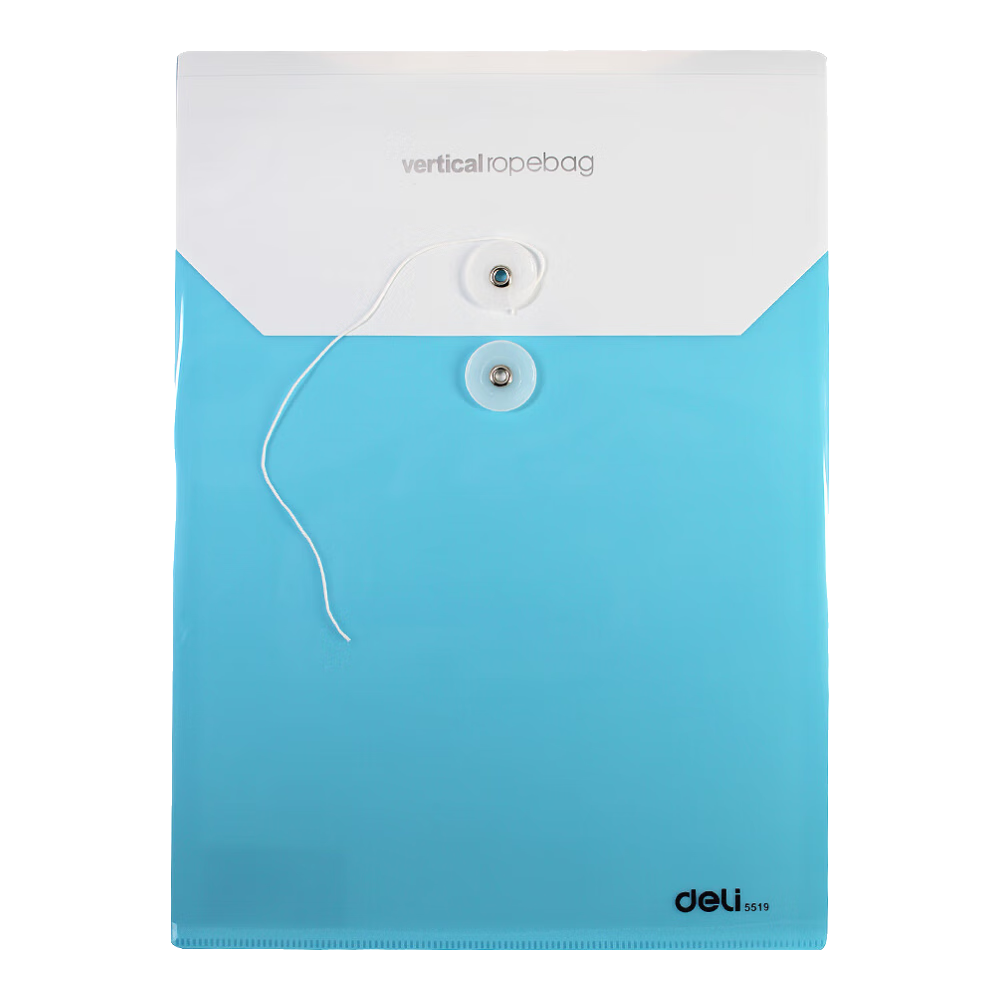 Deli 10 A4 Thick Waterproof Transparent File Folders with Handles, Document Sleeves with Binding Straps for Bills, Contracts, Bids, Exam Papers Storage, Office Protection 5519 Blue