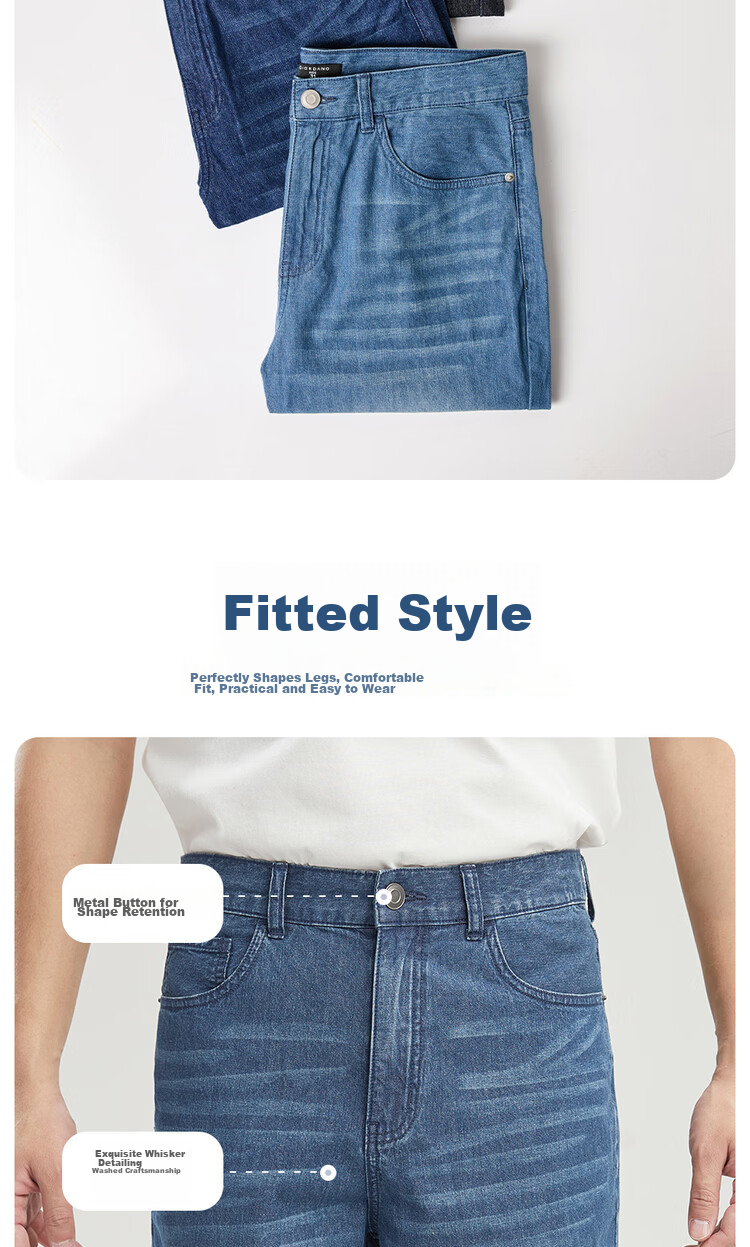 Giordano Men's 2026 Summer New Pure Cotton Lightweight Cat Whisker Mid-Rise Straight Denim Shorts 13106211 5
