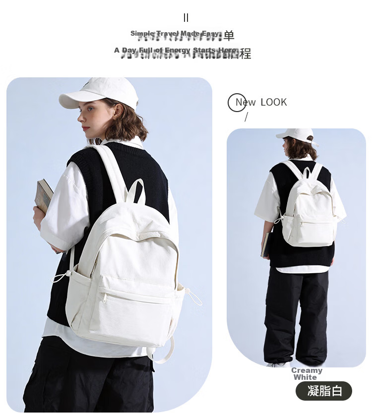 COW Women's Backpack Casual Lightweight Travel Bag High-Quality Laptop Bag Sky Blue for Middle School, High School, and College Students 13