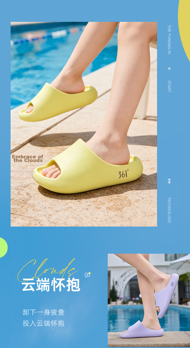 361° Cloud Thick Sole Slippers Women Non-Slip Soft Indoor Home Casual Flat Sandals Women's Slide Sandals 19