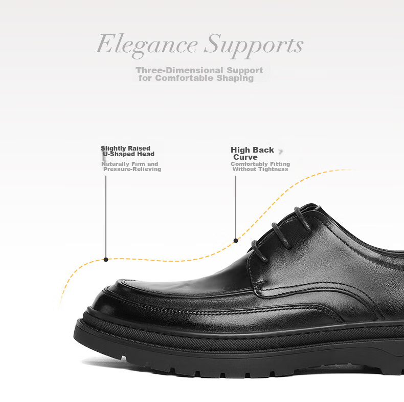 Belle Commuter Business Leather Shoes for Men, Cowhide Wrinkled Heightening Casual Shoes A1949 Black-Punched 41 5