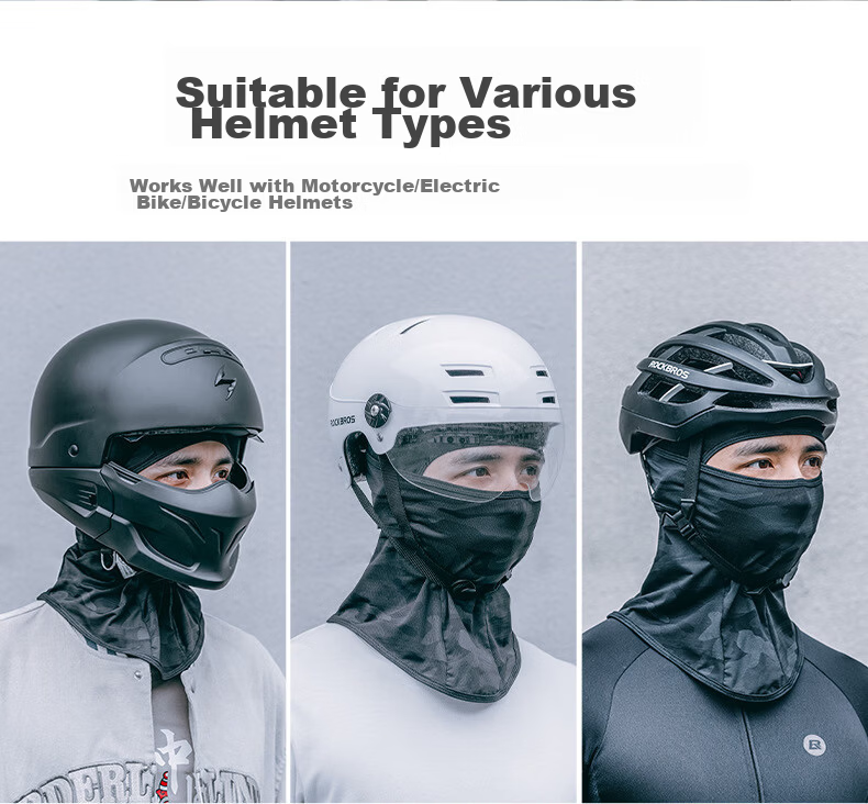 ROCKBROS Sun Protection Cycling Balaclava, Motorcycle Ice Silk Full Face Mask, Spring And Summer Outdoor Windproof, for Men And Women, Black without Holes 11