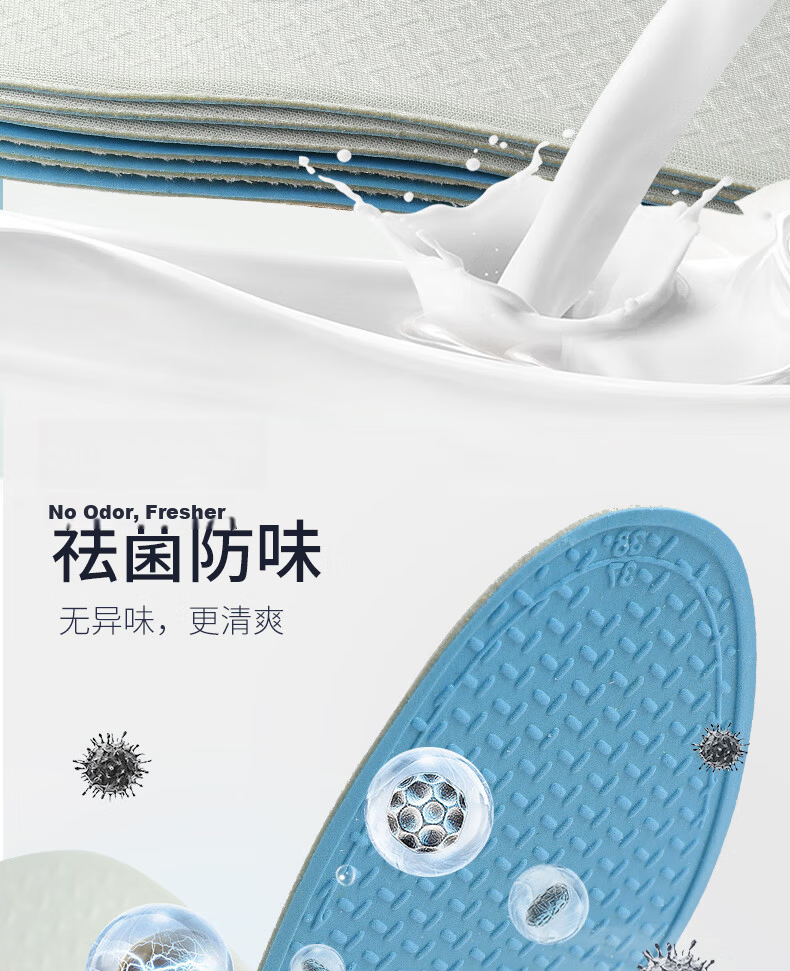 FOOTOPPO Antibacterial Latex Insoles for Men Summer Ultra-Thin Soft Elastic Insoles Military Training Sports Shock Absorption Sweat-Absorbing Breathable Thin Insoles 10