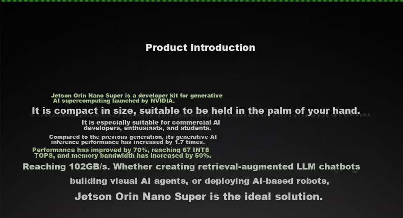 NVIDIA Jetson Orin Nano Super Development Kit Board AI Artificial Intelligence Vision Development Board 67 TOPS 12