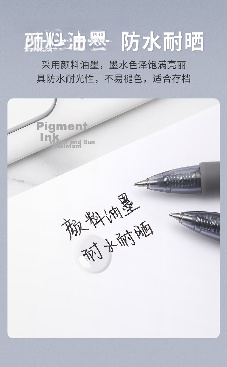 BAOKE PC1950 0.5mm Retractable Gel Pen Soft Grip Bullet Tip Smooth Writing Exam Marking Signature Pen 12pcs/Box Blue 7