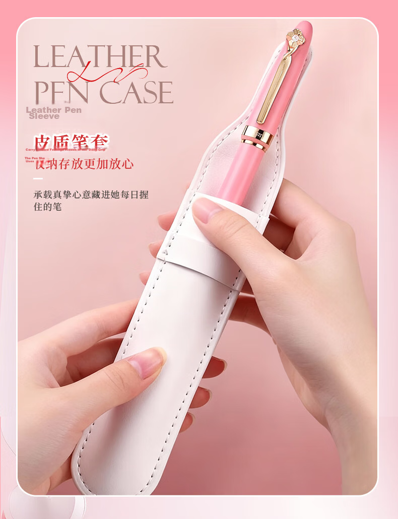HERO Fountain Pen Gift Box High-End Graduation Gift for Women Signature Pen 5069 Ink Set Business Gift Birthday Present for Girlfriend Pink Red 9