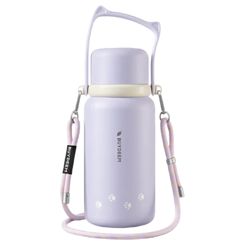 Buydeem Large Capacity Tea Infuser Thermos Bottle Tilted Cat Dual-Use Portable Water Bottle Gift
