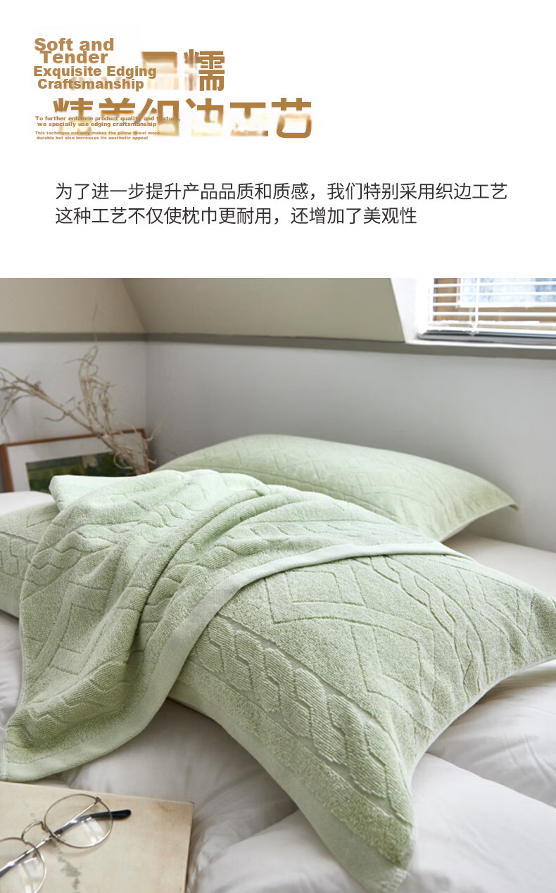 Hengyuanxiang 100% Pure Cotton Thickened Pillow Towel Blue 52*75cm (Pair) 8