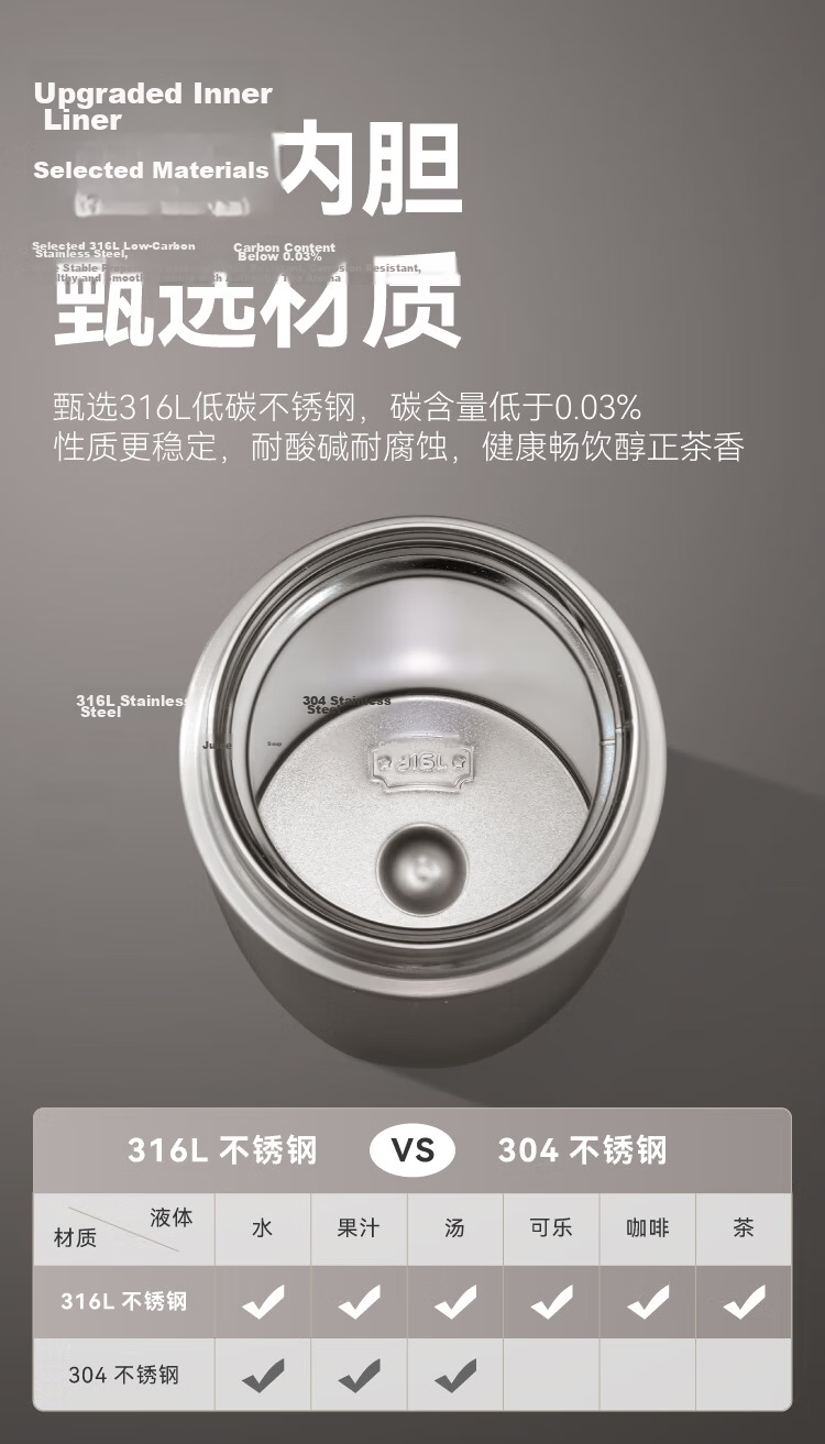 JD Jingzao Insulated Tea Separation Mug Unisex Large Capacity 316L Stainless Steel Tea Infuser Cup Elegant White 500ml 5