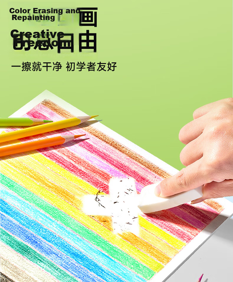 CHINJOO Erasable Triangular Colored Pencils 24 Colors Art Student Drawing Pens Kids Coloring Pencils Children's Gift Back to School Gift 8