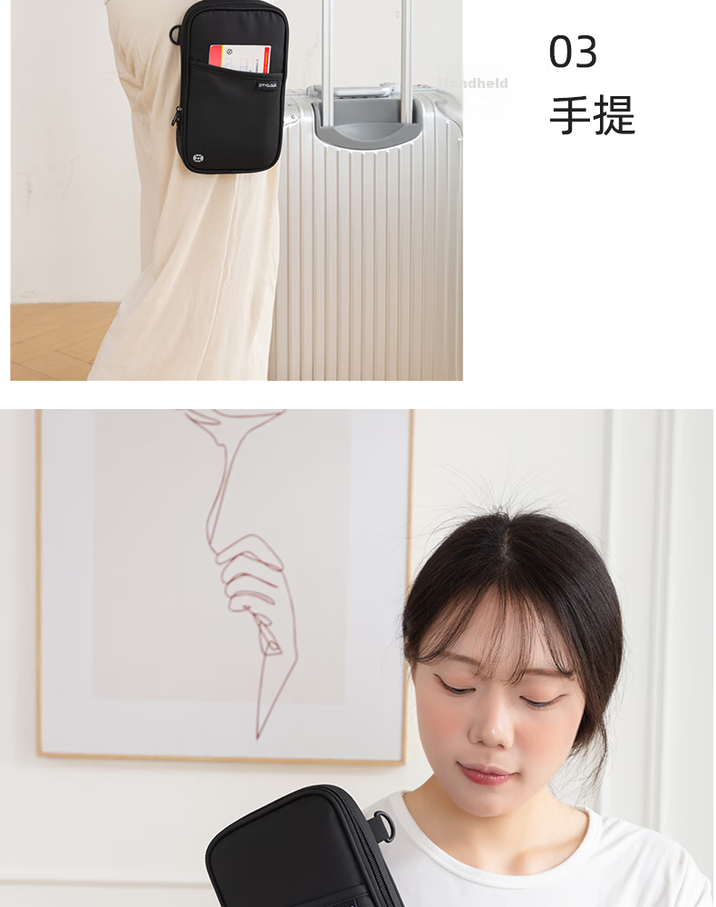 Bona Cloud Crossbody Travel Passport Bag Anti-Theft RFID Boarding Pass Document Organizer Neck Hanging Card Holder Large Capacity Phone Bag 13