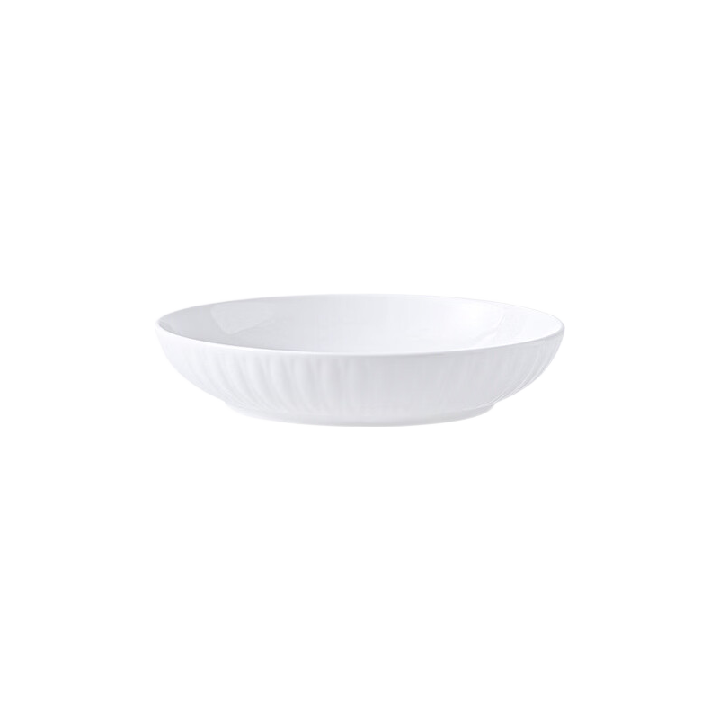 Huaqingge Ceramic Round Plate Set of 2 High-White Porcelain Elegant Petal 8-Inch Deep Plates High-Temperature Underglaze Color