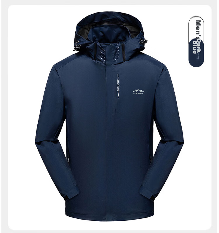 TUCANO Windproof And Waterproof Detachable Hooded Jacket for Men, Outdoor Hiking Sports Coat, Black, Size M 15