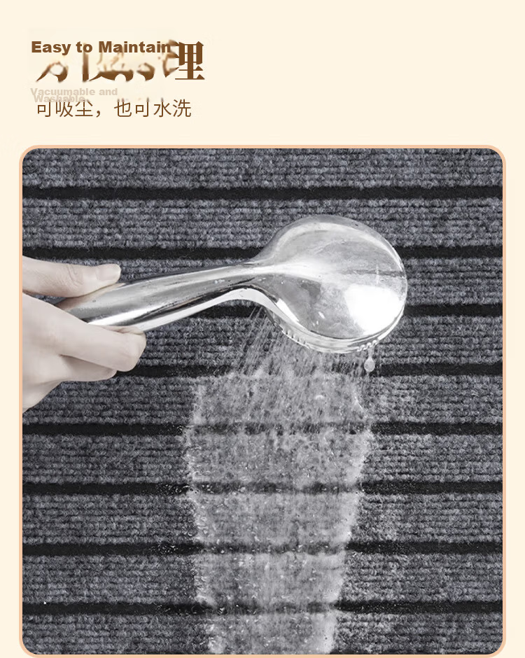 Jushiyi Entrance Door Mat Oil-Absorbing Dust-Proof Non-Slip Rug Seven Stripes Carpet 50x80cm Dark Red 3