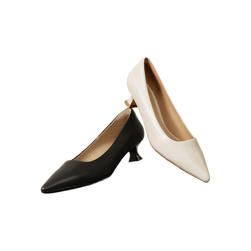 SENDA High Heels, Women's Sexy Stilettos, Comfortable Genuine Leather, Commuter Pointed Toe Shallow Mouth Pumps ZTC02CQ3, Beige, Size 39