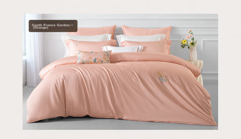 Mengjie Jiafang Four-Piece Set Pure Cotton Bedding Sold by JD, 60S Long-Staple Cotton Plain Chinese-Style Bedding, Bed Sheet And Duvet Cover for 1.8-Meter Bed, Duvet Cover 220*240cm, Nanfeng 10