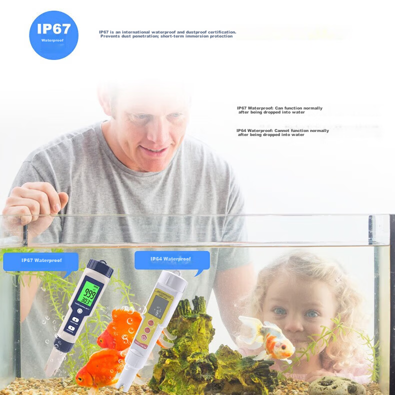 Honggong Water Quality Tester PH/EC/TDS Temperature Salinity Acidity Conductivity 5-in-1 High-Precision Meter Pen 6