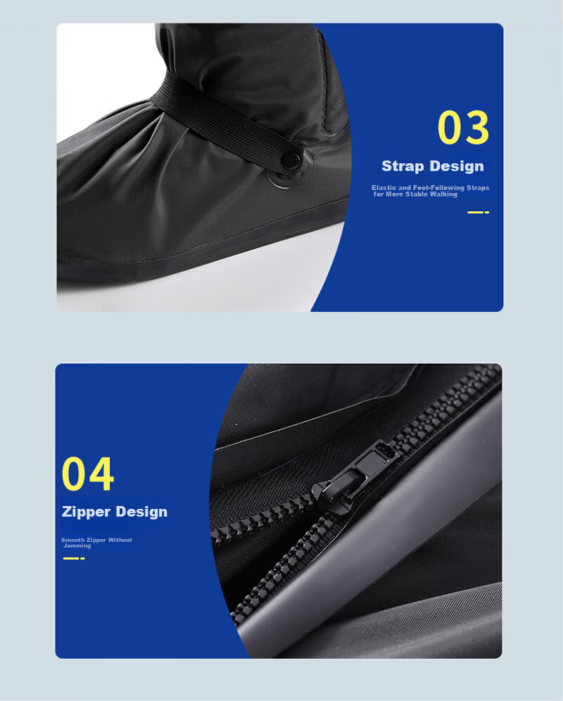 Zhaoshen Rain Shoe Covers, Thickened Waterproof Shoe Covers, Rainproof Shoe Covers, Thickened Non-Slip Wear-Resistant Adult High-Top Boot Covers, Black L Size (40-42 Size) [Shipped from Beijing Warehouse] 9