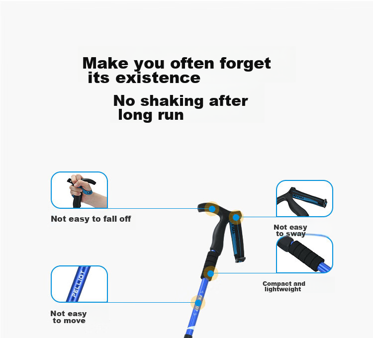 Pelliot Outdoor Hiking Pole, Extendable T-Handle Trekking Stick, Climbing Cane, Aluminum Alloy Walking Pole, 165036009, China Red 4