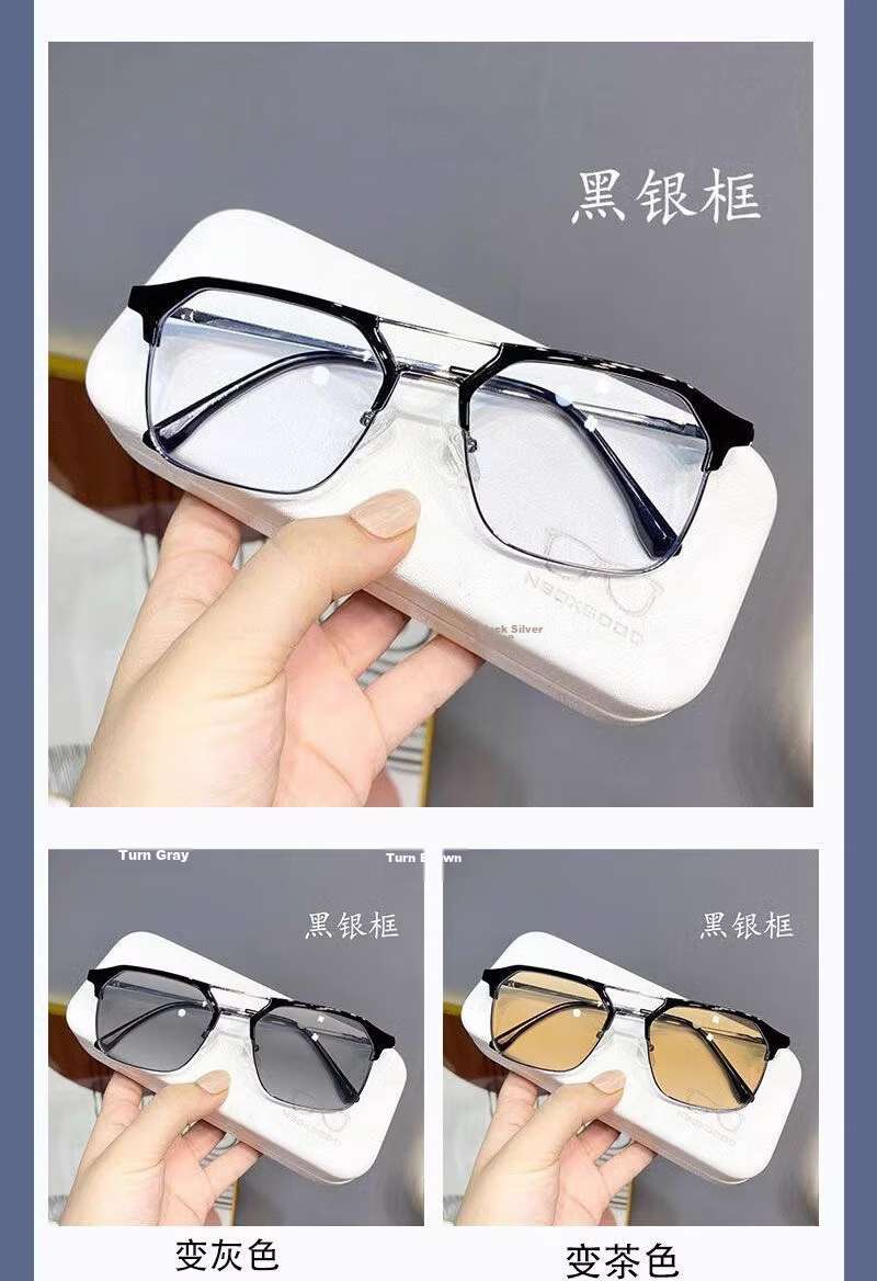 LESCA LUNETIER Stylish Photochromic Prescription Glasses Men Semi-Rimless Black Silver Gray 300 9