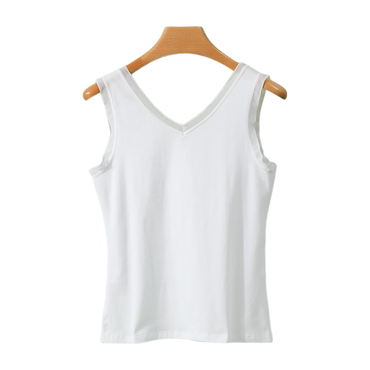 Hodo Women's Cotton-Spandex Stretch Breathable Lace Trim V-Neck Simple Tank Top Summer New Arrival