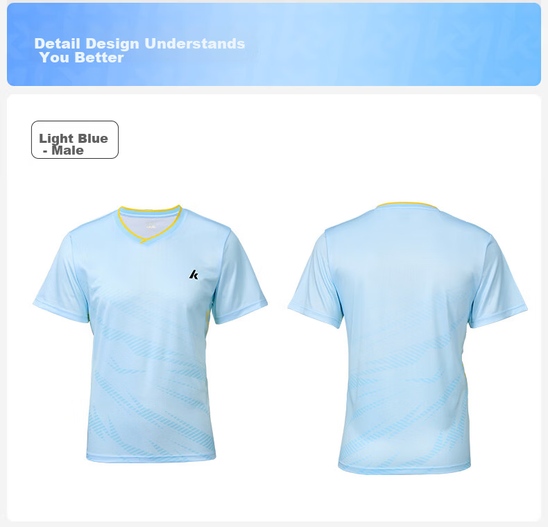 KAWASAKI Women's Badminton Short Sleeve + Shorts Sports Set Sweat-Absorbing Quick-Dry Breathable Training Suit D2827 Light Blue M 14