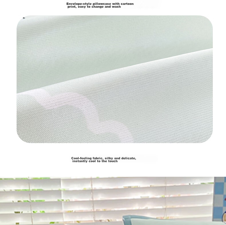 Hongdou Class A Printed Summer Cooling Ice Silk Pillowcase Pair Home Cooling Pillow Cover 48*74cm Blue 17