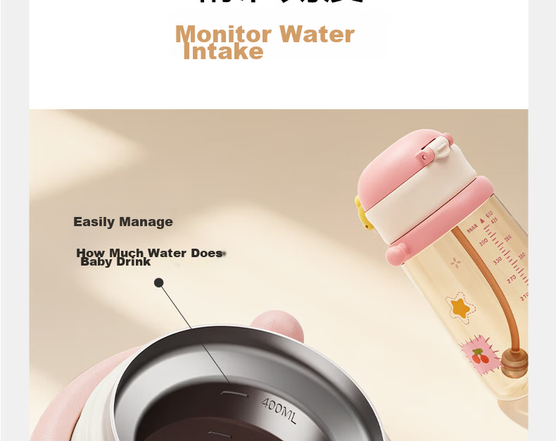 HAERS Baby Insulated Cup Ocean Blue Straw Training Cup Gravity Ball Anti-Choke Children's Water Bottle Children's Day Gift 19