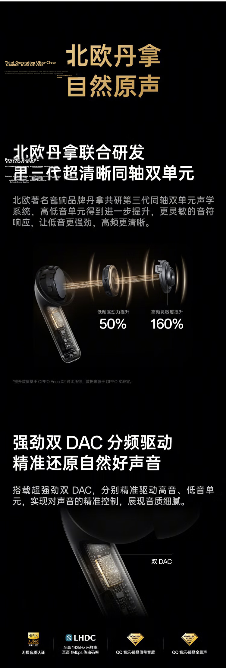 OPPO Enco X3 True Wireless In-Ear Bluetooth Noise-Cancelling Earphones Long Battery Life Universal for Apple Huawei Xiaomi Wireless Charging Version Beige 2