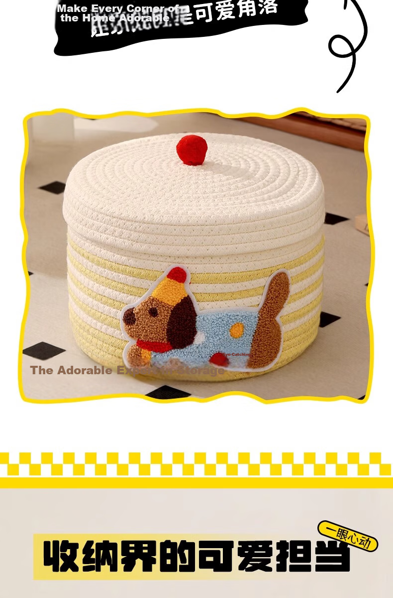 Fan Ye Style Ins Cotton Thread Storage Basket Desktop Snack Miscellaneous Box Large Capacity with Lid Dustproof Storage Toy Organizer Basket 4